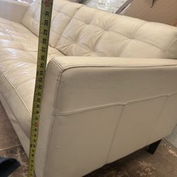 White Cream Leather Sofa Couch 