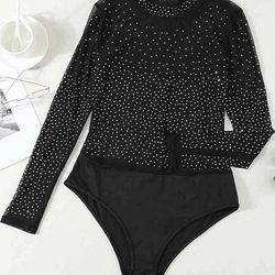 Rhinestone Sheer Bodysuit 