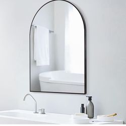 24x36 Arch Mirror Rectangle Full Length Wall Mounted Hanging or Against Wall Metal Frame Dressing Make-up Mirrors for Entryway Bedroom Bathroom Living