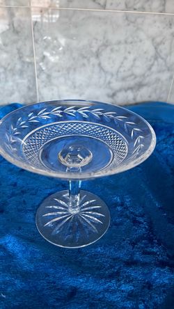 Cut Crystal Glass Pedestal Compote Dish