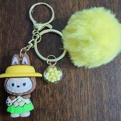 NEW LABUBU KEYCHAIN WITH YELLOW POM POM