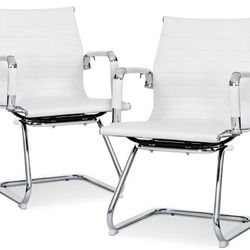 2 White Office Chairs