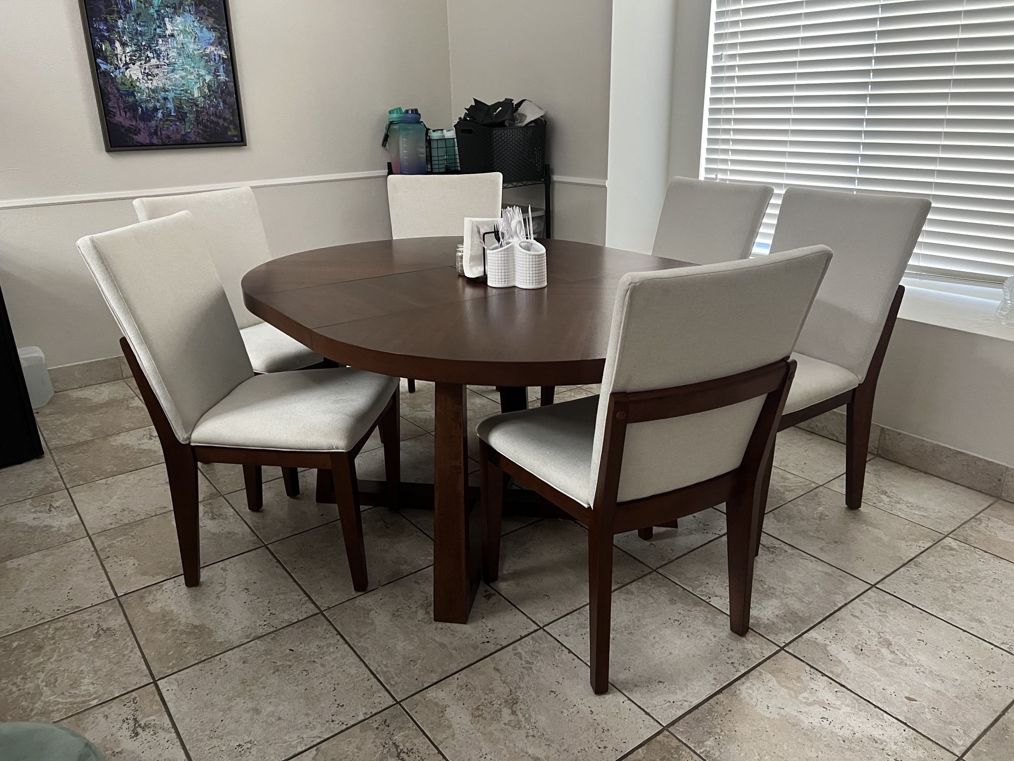 Dark Wood Table And 6 Chairs