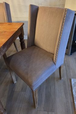 Grey Upholstered High Back Side Chair