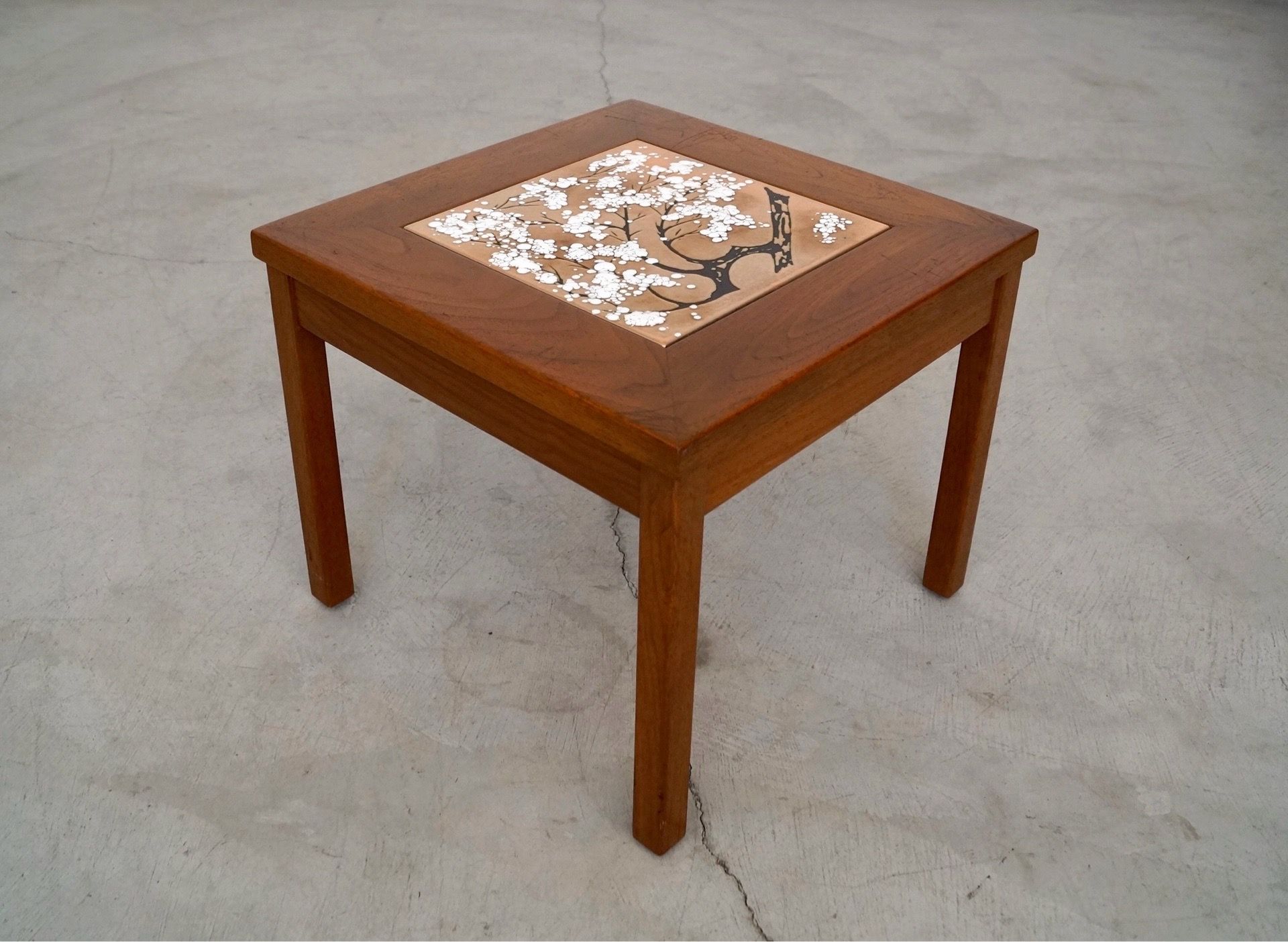 1960’s Midcentury Modern Walnut & Copper End Table