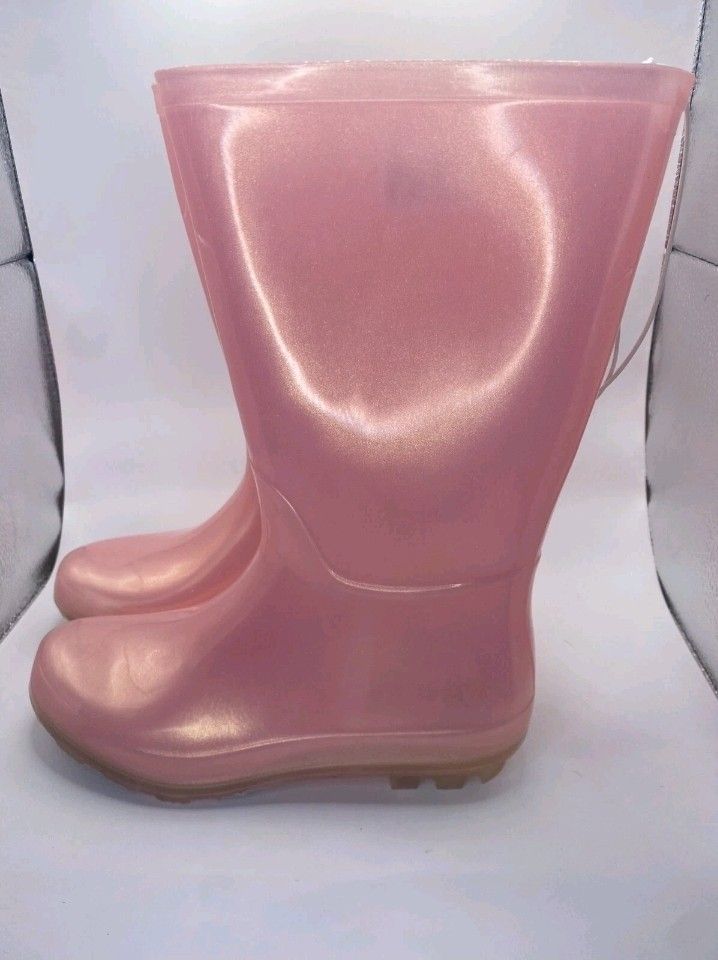 Cat And Jack Pink Glimmer Translucent Shimmer Rain Boots Waterproof Size 1 NWT