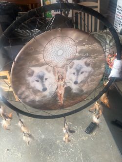 Large Wolf Dreamcatcher Wall Decor