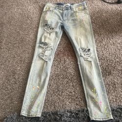 Skinny jeans, splatter pants size 34