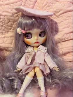 Blythe Doll Long Purple Hair Purple Outfit