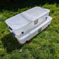 Two Sterilite 66qt/62L Wheeled Underbed Storage Box