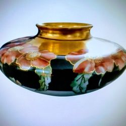 Asian Art Cloisonne Vase Lotus Flowers 