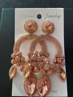 Rose Gold Crystal Statement Drop Earrings