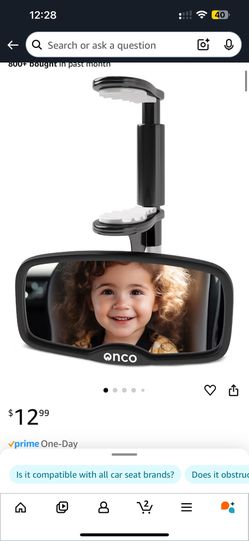Onco Forward Facing Baby Car Mirror - Clip On Car Mirror for Baby, 100% Shatterproof & Shakeproof