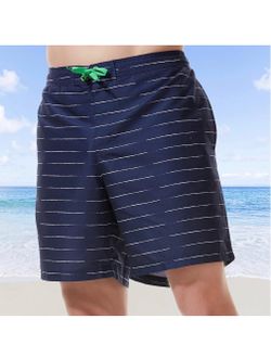 Men's Swim Trunks Running Beach Shorts with Mesh Lining (size Small) strip is orange