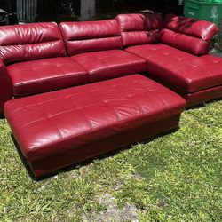 3 Piece Red Leather Couch Set. $500 OBO