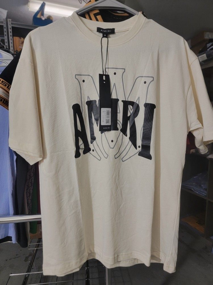 Amiri Cream Tshirt Shoulder Drop 3for$100