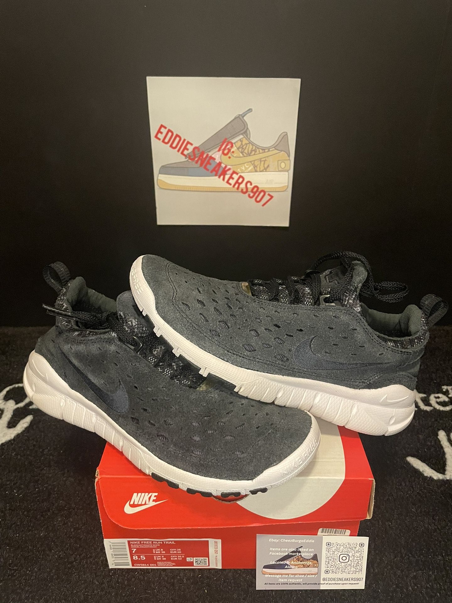 Nike Free Run Trail ‘Black White’ Men’s Size 7 / 8.5W