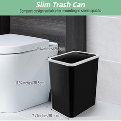 2Pack Small Trash Can, 4 Gallons Bathroom Garbage Can with Lid Press-Top, Plastic Waste Basket with Trash Bags, Garbage Bin for Dorm, Office, Bedroom,