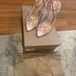 GIANVITO ROSSI Crystelle Plexi Ankle-Strap Sandal Heels