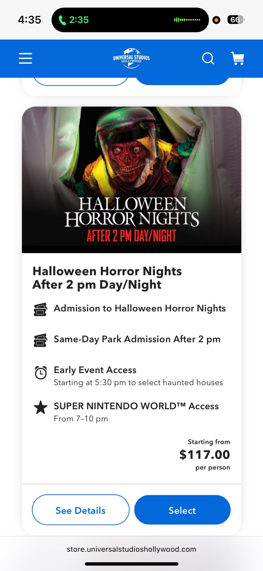 Selling 3 Horror Nights Tickets Togteher (Early Entry) 
