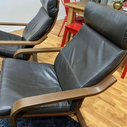 2. Ikea Poang Wood  And Leather Chairs 