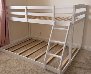 White Wood Twin Bunk Bed Frame minimal use