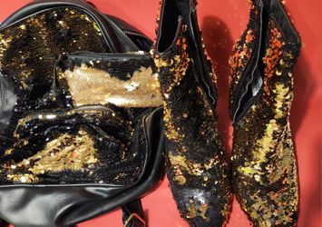 Steve Madden Black/Gold sequins set