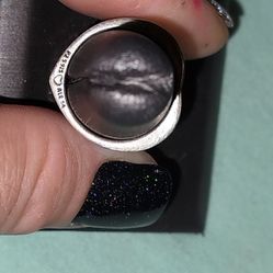 Sterling Silver Heart Shaped Pandora Ring W Diamond Chips 