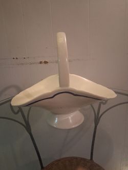 Vintage Cream ware ceramic Basket