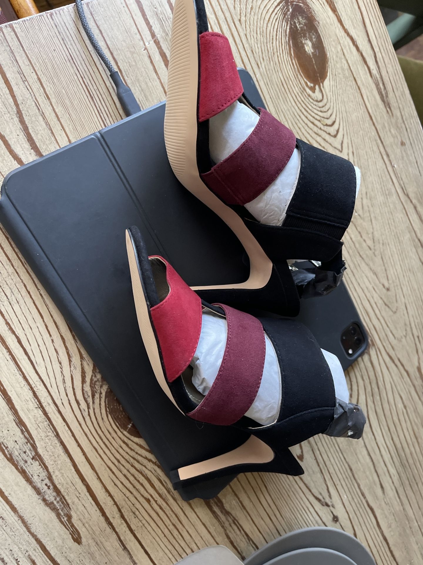 Suede black, Burgundy, Red Heels