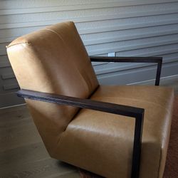 Arhaus Walsh Glider Brown Leather Swivel Chair