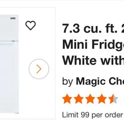 7.3 cu. ft. 2-Door Mini Fridge in White with Freezer