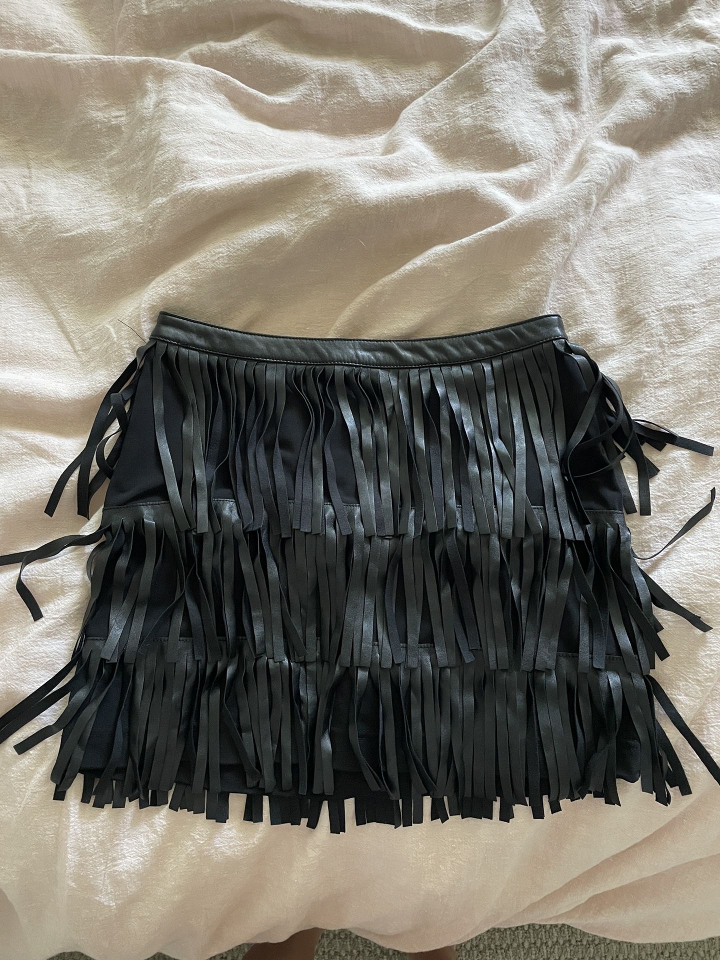 Black Fringe Skirt New Womens Size 6 Small Halloween Cowboy Cowgirl Costume Festival Vegas Skirts