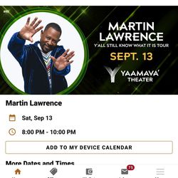 MARTIN LAWRENCE Tickets @ Yaamava Sat. Sep. 13th