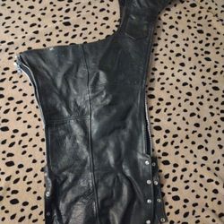 Black Leather Riding Chaps