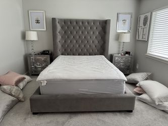 Wayfair Wade Logan Cannonville Upholstered Wingback Bed