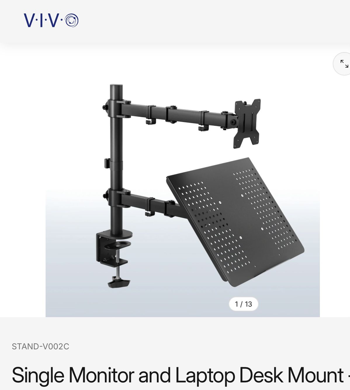 Vivo Single Monitor And Laptop Desk Mount
