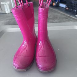 Western Chief WaterProof Glitter Hot Pink Kids Rain boots Size 10