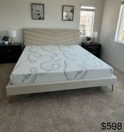 King bed frame with mattress