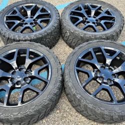 22” CHEVY SILVERADO TAHOE SUBURBAN WE FINANCE SET GMC SIERRA YUKON RIMS WHEELS 33” TIRES