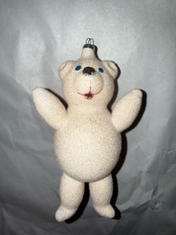 Vintage Mid century locked glass polar bear Christmas ornament – 1950s/sixties