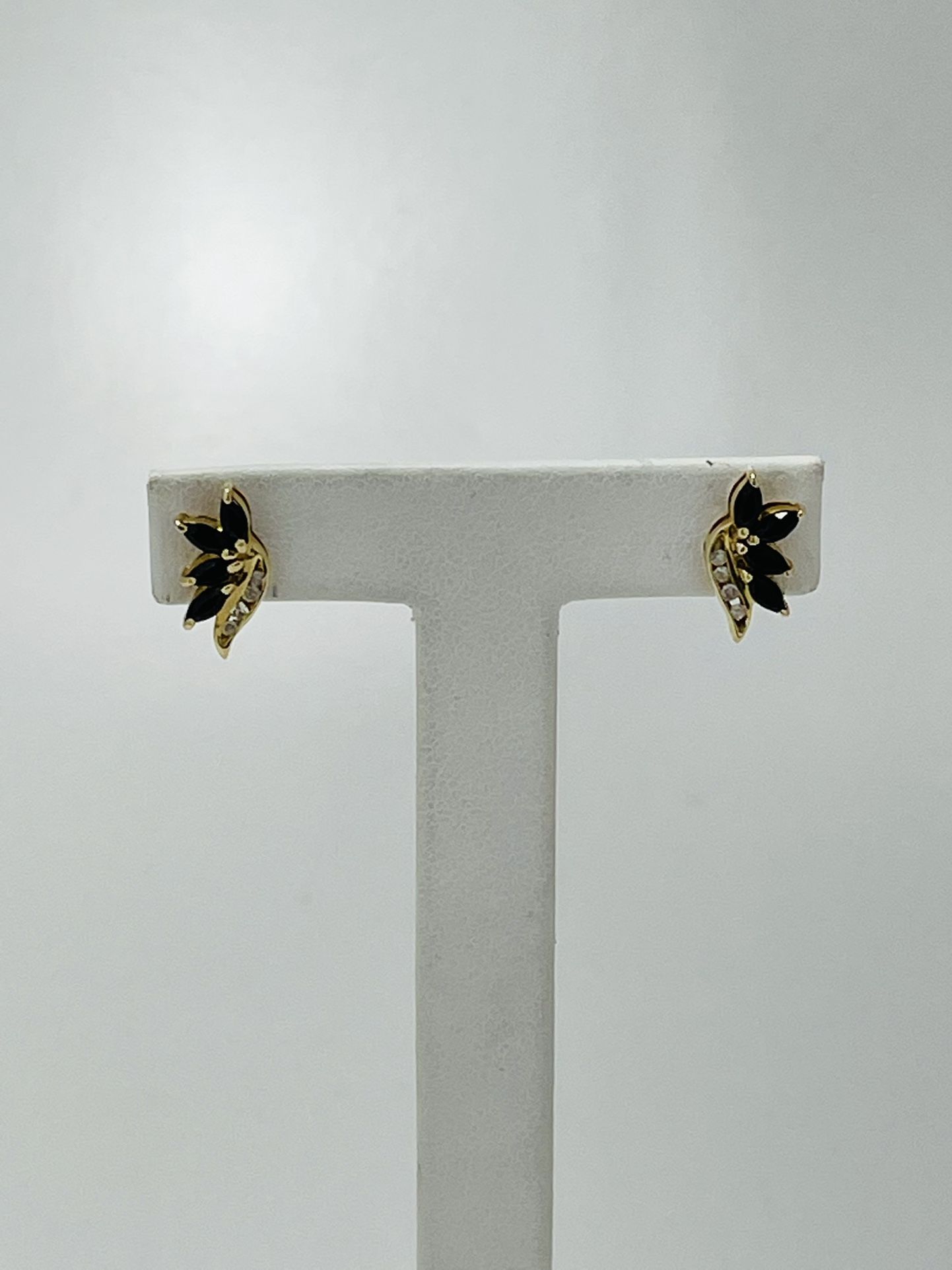 14k Angel Wing Sapphire & Diamond Earrings 