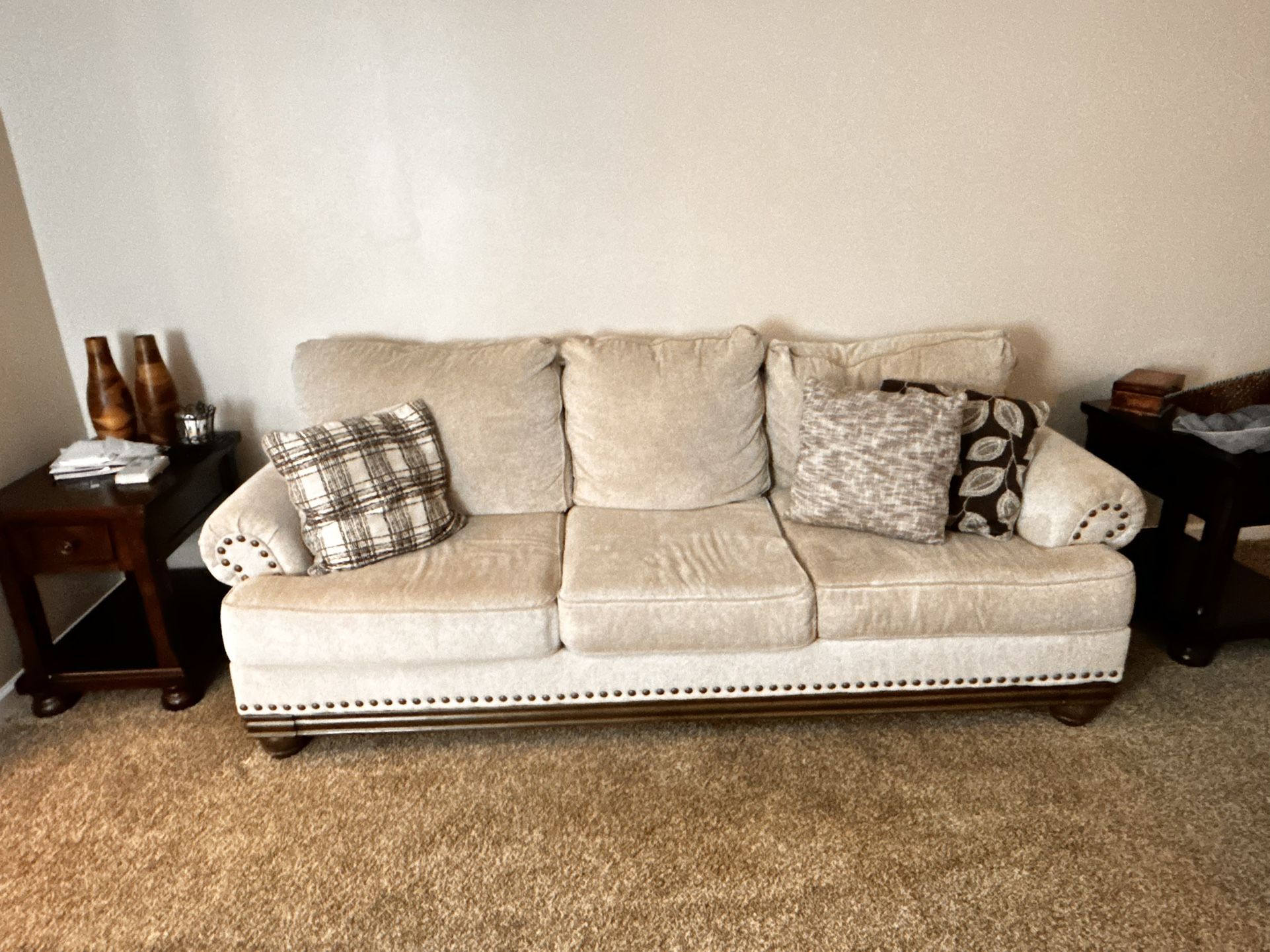 Champagne and Brown accented Couch