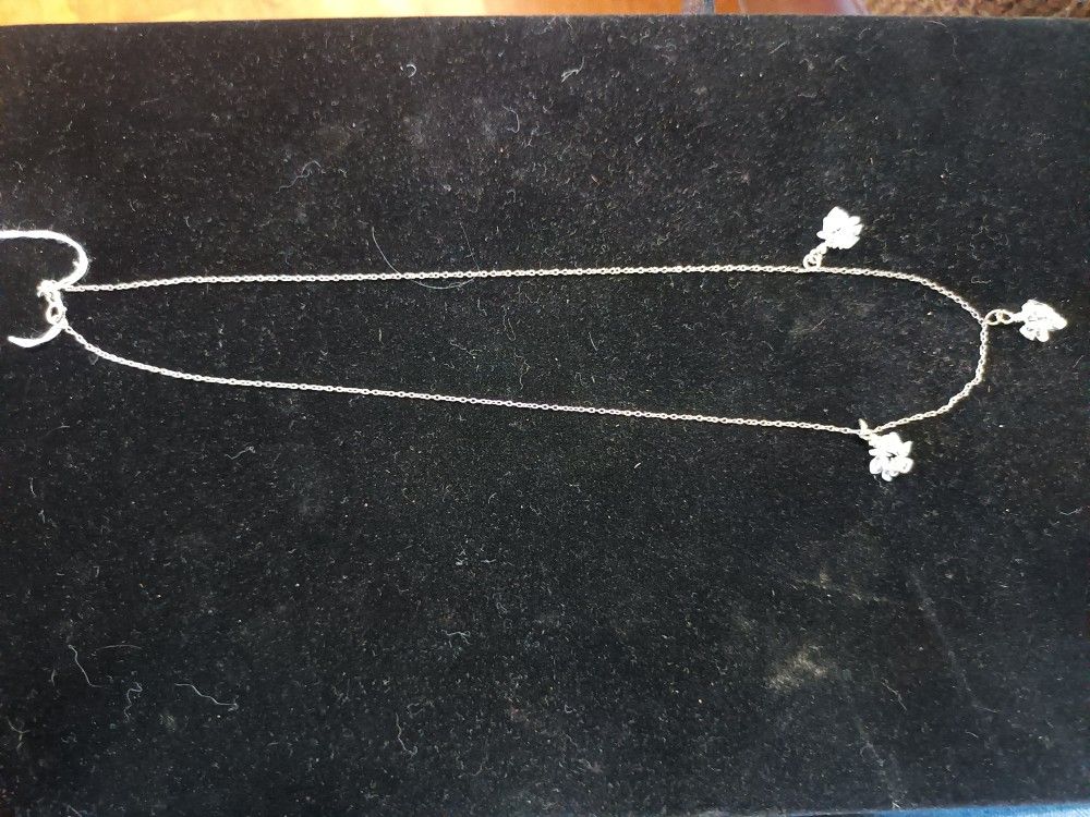 Sterling Silver Necklace With Topaz Chips Wire Wrap 