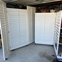 Room Dividers-shabby Chic Plantation Shutters On Casters 2 Sizes 