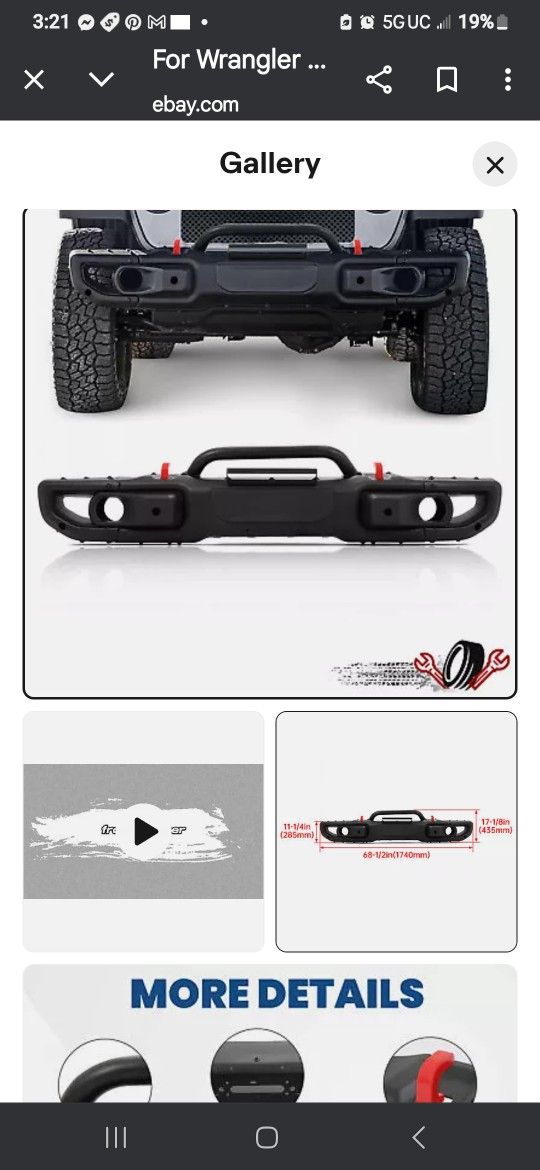 For Wrangler JL Rubicon / Gladiator 2O18 TO 2O24 Steel Front Bumper Kit 10th Style