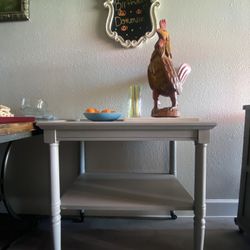 Side Table, 2 shelf On Rolling Caster Wheels