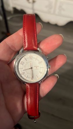 Fossil Q Hybrid Smartwatch Red Leather Strap