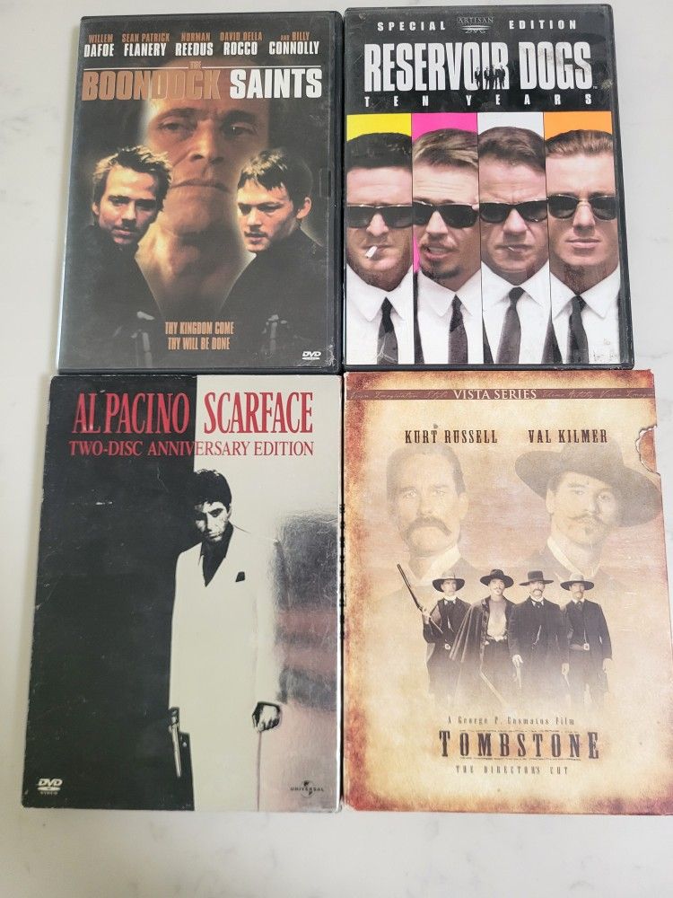 Classic Movies Boondock Saints, Scarface, Tombstone and Reservoir Dogs