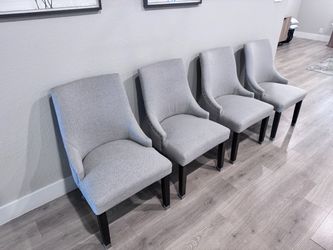 Gray Upholstered Dining Chairs — Set of 4